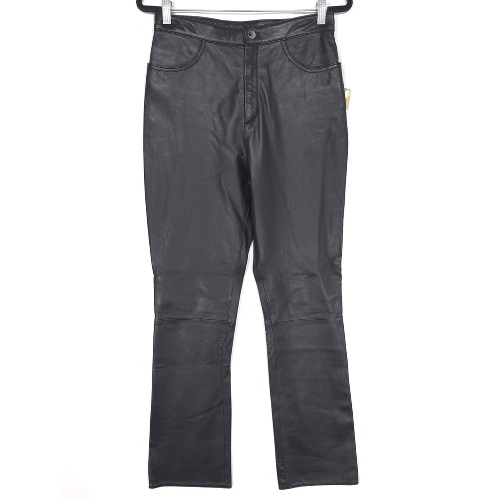 NWT Rem Garson Size 8 Pants Women's GENUINE LEATHER Black Bootcut 90s VINTAGE
